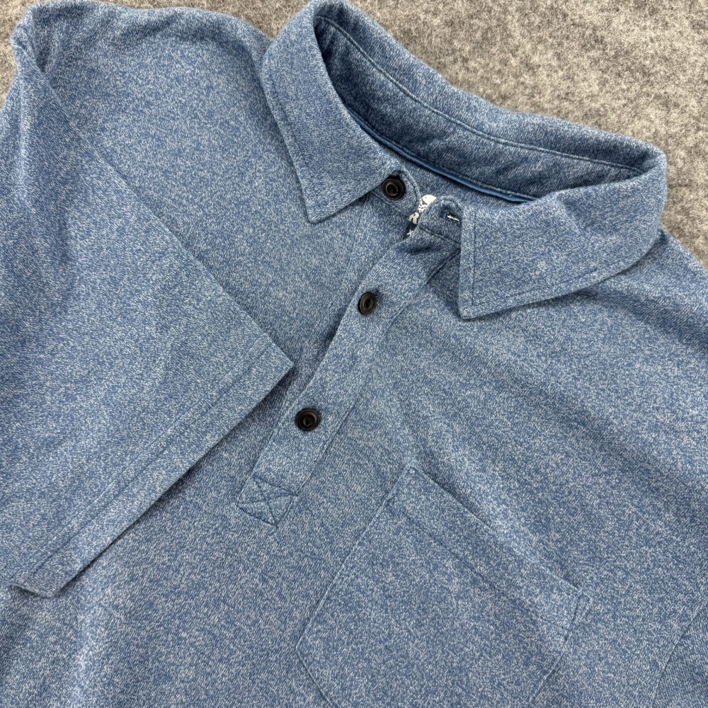 Roots Polo Shirt Mens XL Blue Heathered Short Sleeve Chest Pocket Casual